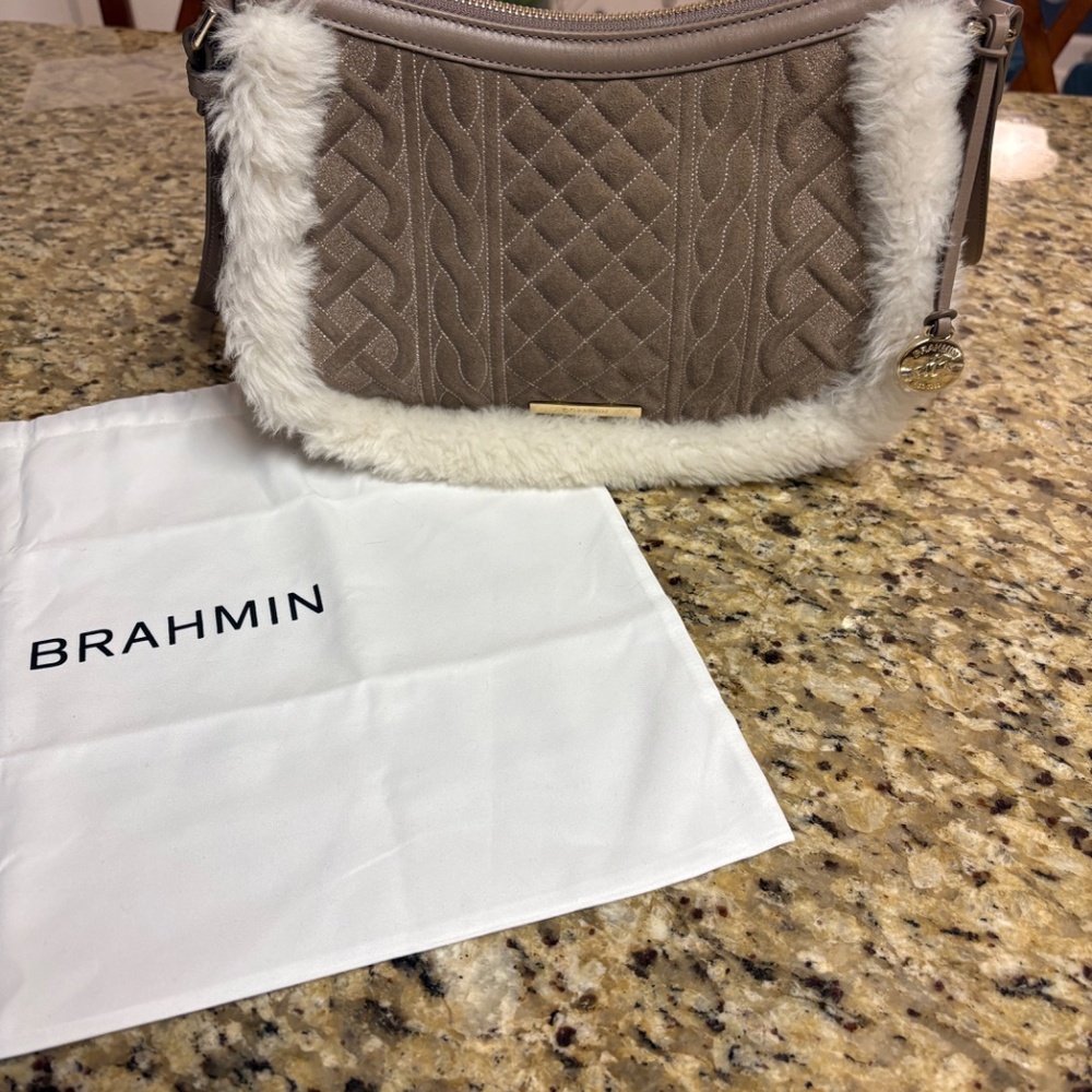 BRAHMIN SHAYNA-SILVER LINING SHETLAND CROSSBODY BAG